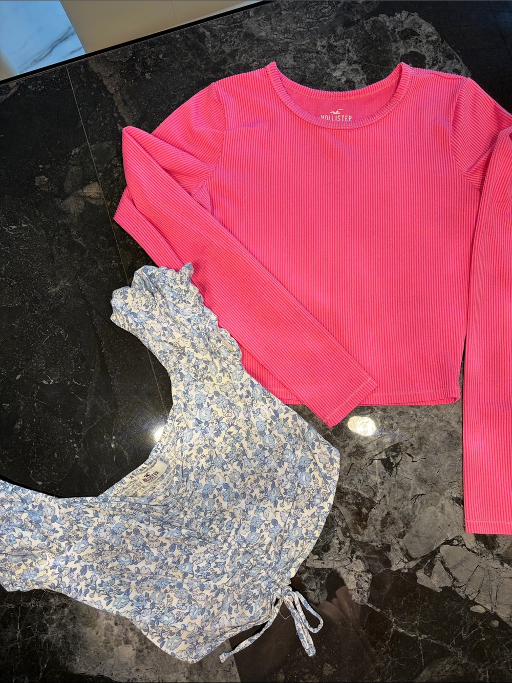 Hollister Hot Pink Ribbed Long-Sleeve Tee